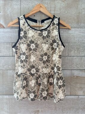 Sugarlips Cream Tunic with Black Floral Lace Overlay